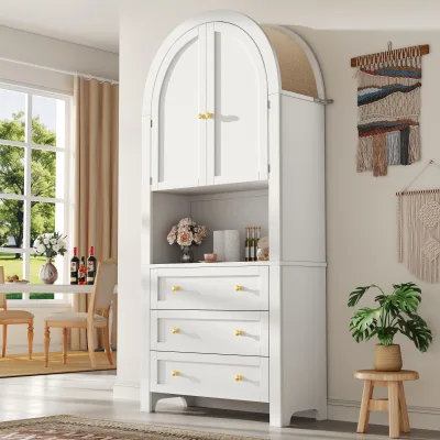 Armoire haute de rangement à tiroirs et portes