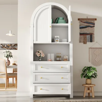 Armoire haute de rangement à tiroirs et portes – image 2