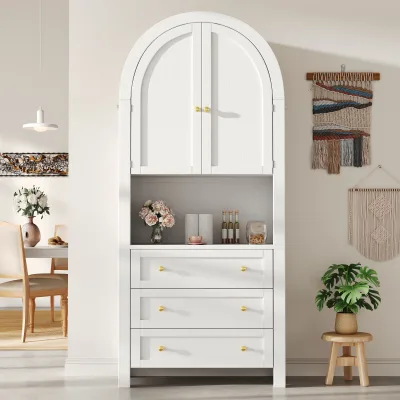 Armoire haute de rangement à tiroirs et portes – image 3