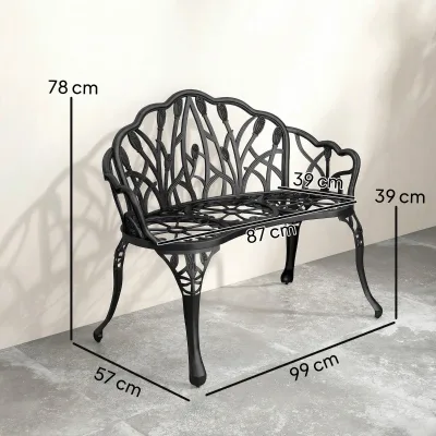 Banc de jardin 2 places en aluminium moulé – image 3