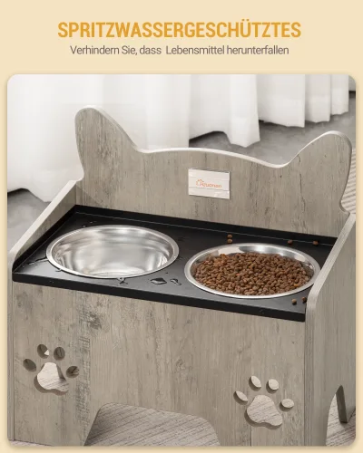 Bol surélevé pour chien gris-beige, 2 bols – image 2