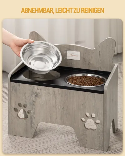 Bol surélevé pour chien gris-beige, 2 bols – image 3