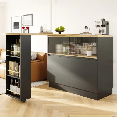 Buffet de bar rotatif, porte coulissante en verre – image 3
