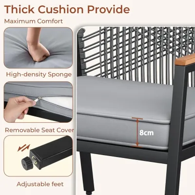Chaise de jardin en rotin tressé avec coussin – image 3