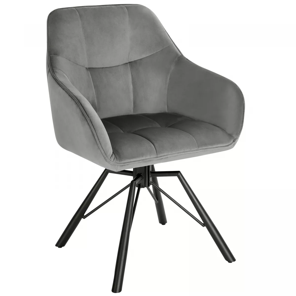 Chaise pivotante rembourrée avec accoudoirs, métal