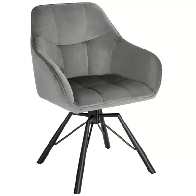 Chaise pivotante rembourrée avec accoudoirs, métal