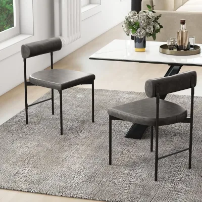 Chaises de salle à manger grises, lot de 2 – image 3