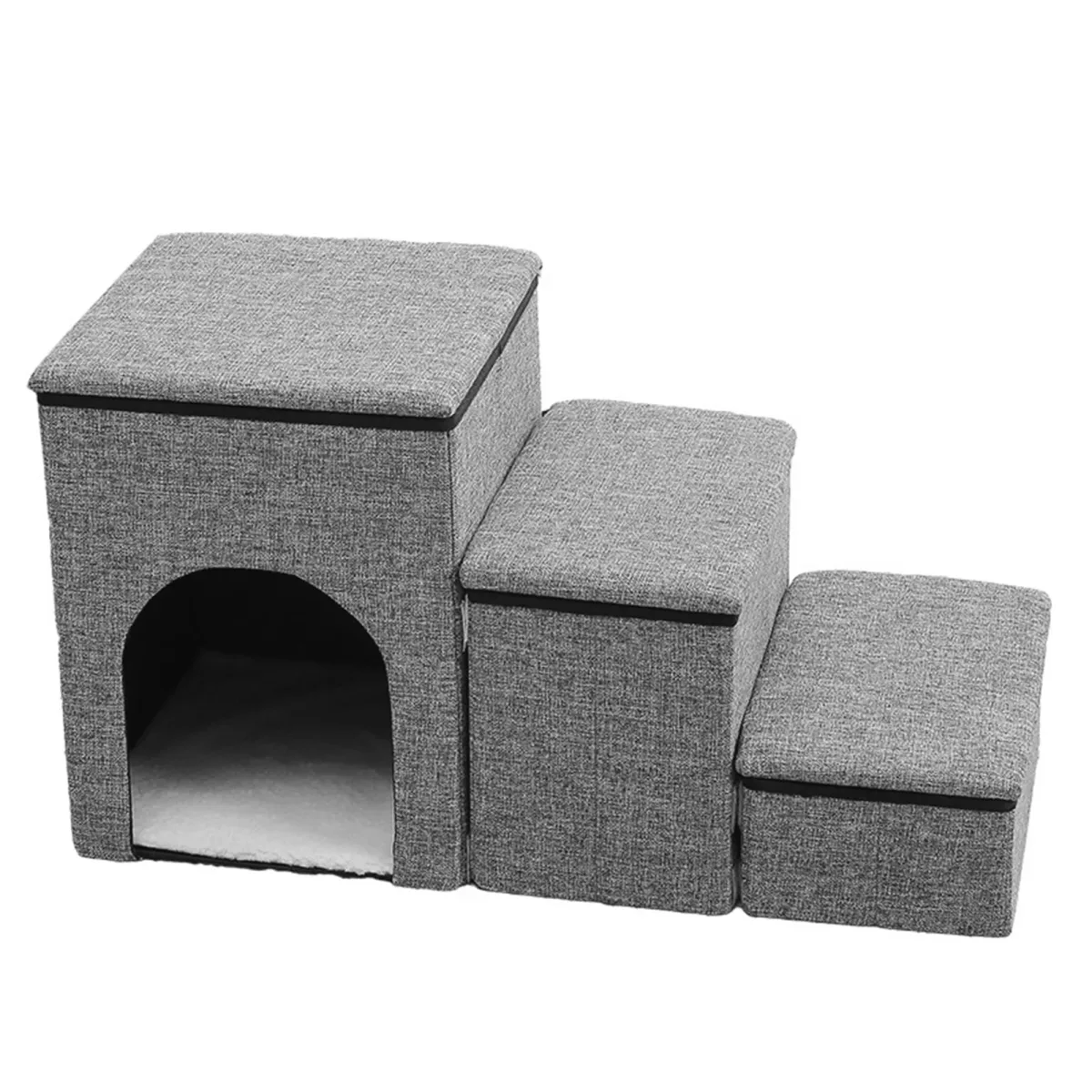 Escalier pliable gris 3 marches pour animaux