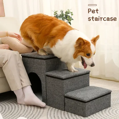 Escalier pliable gris 3 marches pour animaux – image 2