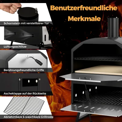 Four à pizza au bois d'extérieur à deux niveaux – image 3