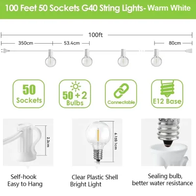 Guirlande lumineuse LED d'extérieur à ampoules G40 – image 3