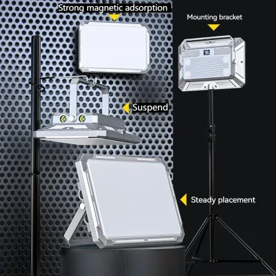 Lampe LED rechargeable magnétique argent – image 3