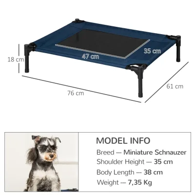 Lit surélevé pour chien bleu, structure en acier – image 3