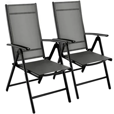Lot de 2 chaises de jardin pliantes en aluminium