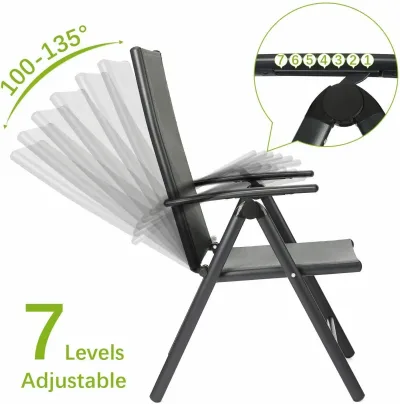 Lot de 2 chaises de jardin pliantes en aluminium – image 2