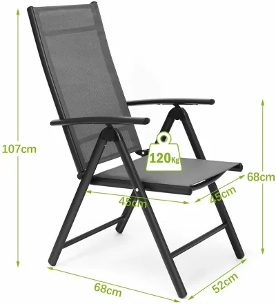 Lot de 2 chaises de jardin pliantes en aluminium – image 3