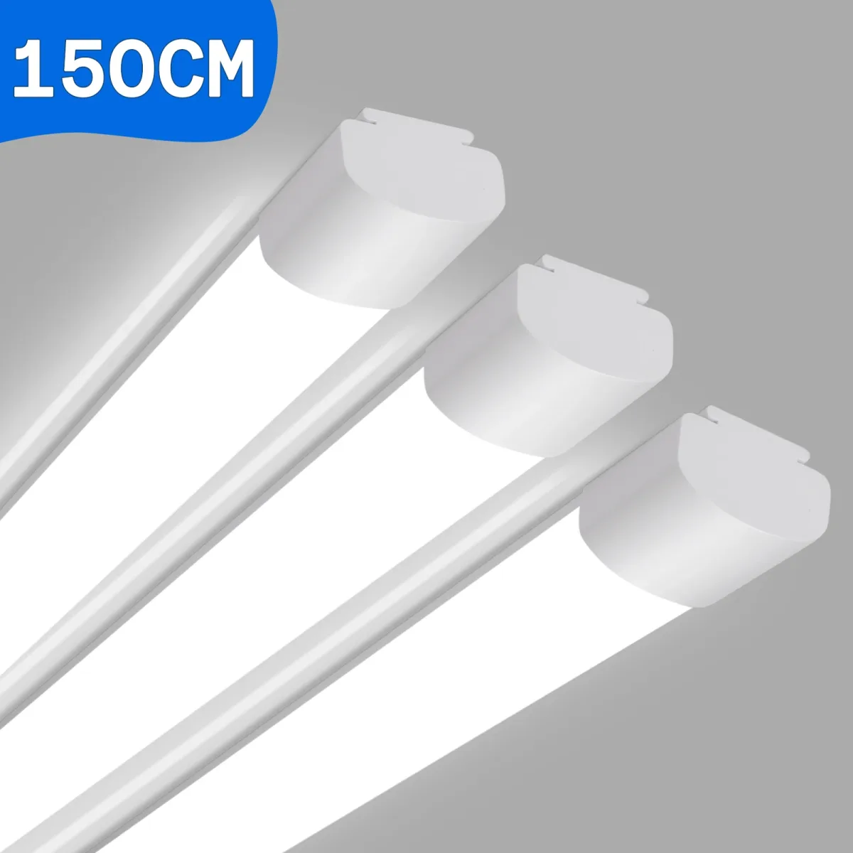 Lot de 3 plafonniers LED 150 cm blanc neutre