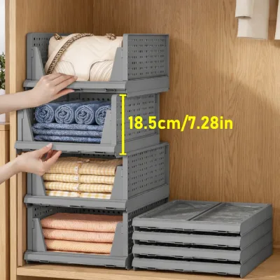 Lot de 4 bacs de rangement pliables blancs