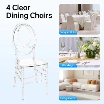 Lot de 4 chaises transparentes en plastique PC