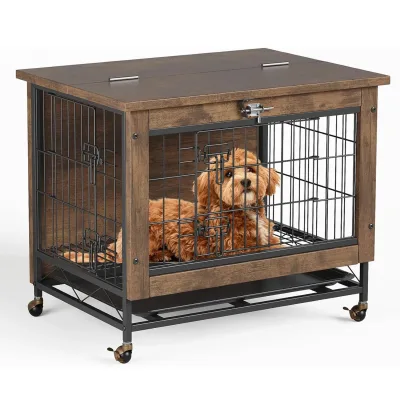 Niche meuble sur roulettes pour chien moyen – image 2