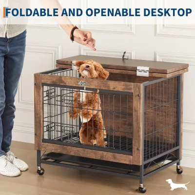 Niche meuble sur roulettes pour chien moyen – image 3