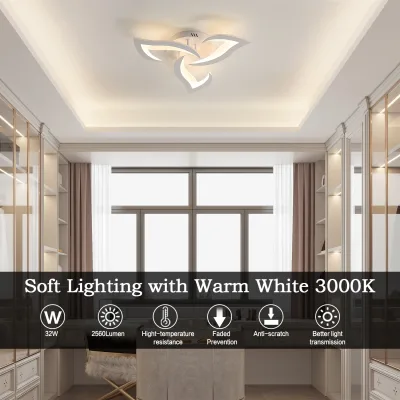 Plafonnier LED blanc en forme de fleur, 3 têtes – image 3