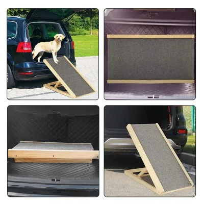 Rampe pliante pour chien en bois massif – image 3