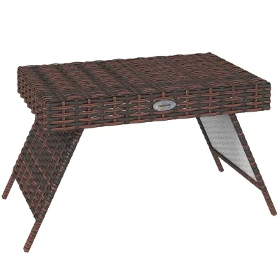 Table basse pliable effet rotin brun – image 2