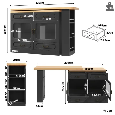 Table de bar extensible noire et naturelle – image 2