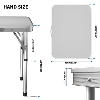 Table pliante blanche en aluminium, 2 hauteurs – image 2