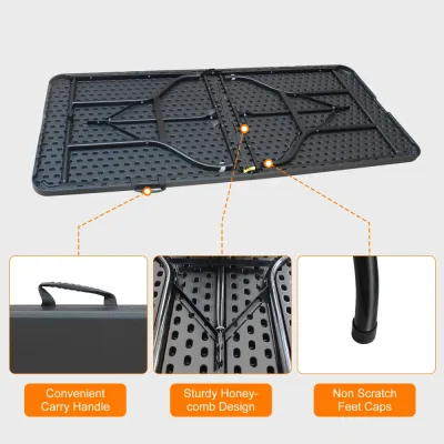 Table pliante noire de 180 cm – image 2