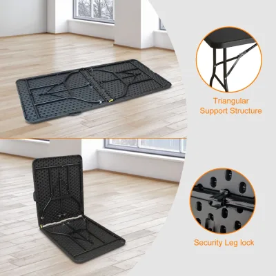 Table pliante noire de 180 cm – image 3