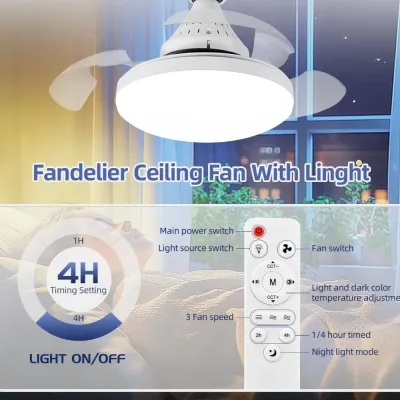 Ventilateur de plafond avec lumière LED, fer – image 3