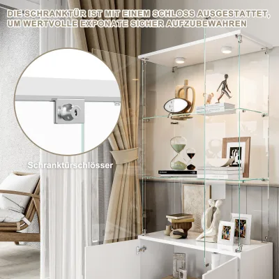 Vitrine blanche en verre trempé à trois niveaux – image 2
