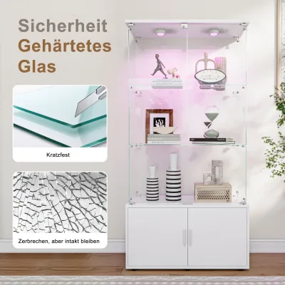 Vitrine blanche en verre trempé à trois niveaux – image 3